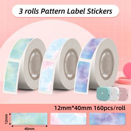 Paper 3 Rolls Phomemo Pattern Label Sticker Printing Label Waterproof Oilproof Adhesive Thermal Paper Label Tape for Q30 Printer