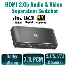 Speakers Hdmicompatible Switcher with Earc for 7.1ch At3 Dts Audio Splitter Aux Coaxial Dac Extractor to Amplifier & Speaker&smart Tv