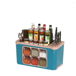 Kitchen Storage Multifunctional Spice Jar Spoon Holders Chopstick Cage Seasoning Box Space Saving Plastic Rack Counter