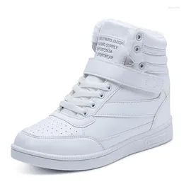 Fitness Shoes Woman Breathable High Top Black White Boots Women Casual Platform Hidden Increasing Sneakers Leather