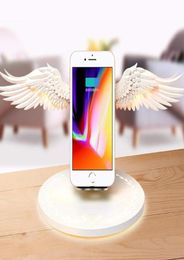 10W Qi Wireless Charger Stand with LED Night Light Angel Wing Fast Wireless Charging Holder For Apple iPhone 13 12 Samsung1325085