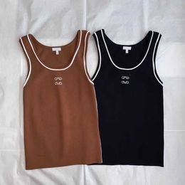 Women Tanks Top Designer Knitting T Shirt Sleeveless Breathable Knitted Knits Tee Sport Top Tank Tops Fashion Vest Yoga Tee