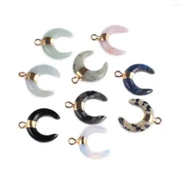 Pendant Necklaces 3Pcs Natural Stone Crystal Small Faceted Moon Crescent Quartz Agat Charms DIY Earring Necklace Making Jewellery Findings