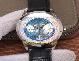 8F V2 version Geophysic Universal Time 8108420 Northern Hemisphere Map Dial Cal772 Automatic Mens Watch Steel Case Leather Design6895983