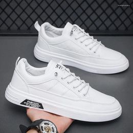 Casual Shoes Men Sneakers Lace-up Thick Soles Breathable Leather Skateboard