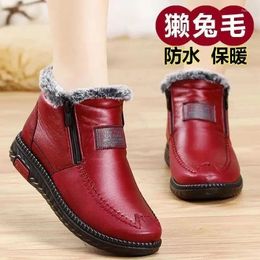 Boots Womens Ankle Anti Slip Winter Waterproof Snow Warm Fur Casual Basic Platform Comfortable Elegant Mom Cotton Shoes Round