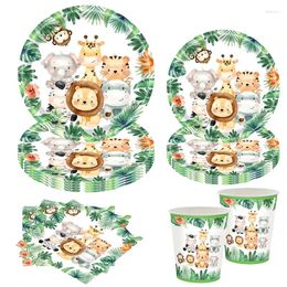 Party Decoration Jungle Safari Birthday Baby Shower Disposable Tableware Animal Decor Boy 1st Wild One Supplies Woodland