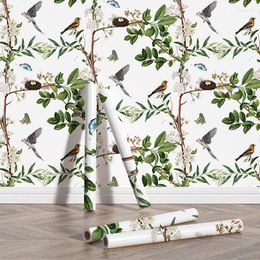 Wallpapers Fashion Home Cotton Flower Printed Durable Wallpaper Chic Room Decor Removable Cabinet Stickers Decorative
