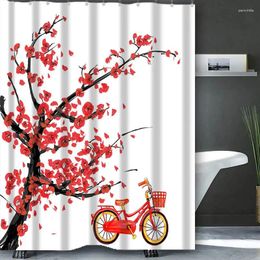 Shower Curtains Peach Blossom Bathing Curtain Bathroom Waterproof With 12 Hooks Home Deco Free Ship