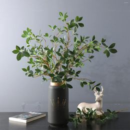 Decorative Flowers Artificial Plants Silk Banyan Leaves Tree Branches Simulation Green Home Decoration 113cm/73cm No Vase