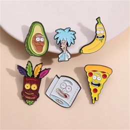 Anime mini banana pizza avocado brooch cartoon cute design niche metal alloy painted brooch AB87