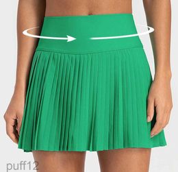 Lu Lemen Yoga Skirts Pleated Outfits Tennis Golf Sports Shorts with Inside Pocket Womens Leggings Quick Dry Breathable Pants Running Exercise Fitness Gym Clot QJC5