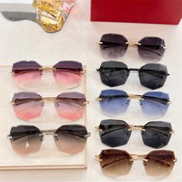 High quality fashionable New luxury designer Frameless cut edge lens irregular leopard head Sunglasses ins net red same sunglasses women ct0146