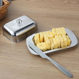 Plates Butter Dish With Lid Stainless Steel BPA Free Storage Box For Cake Bread Fruit Home Restaurant El Container