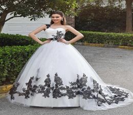 Gothic Black and White Ball Gown Wedding Dresses One Shoulde 50s Vintage Princess Colroful Bridal Gowns Robe De Mariee Custom Made4299710