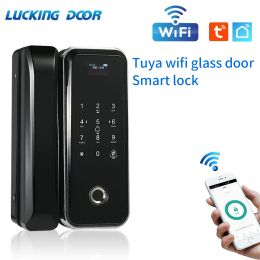 Lock Tuya App Smart WIFI Lock Office Intelligent Fingerprint Digital Glass Door Lock Builtin Wifi Module Manufacturer Direct Sales