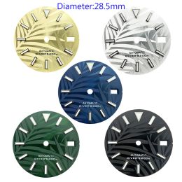 Kits 28.5MM Bamboo Leaf Watch Dial SKX007/009 Green Luminous Modified Dial Suitable for NH35/36/4R/7S Automatic Movement