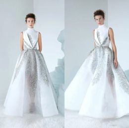 Dresses New Lebanon Prom Dresses High Neck Luxury Beads Sequins Tulle Floor Length Evening Dress Party Wear Custom Made Formal Gowns 4274