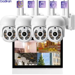 System Gadinan WIFI PTZ IP Camera System 7" LCD Screen Monitor NVR Kit AI Human Auto Tracking Wireless CCTV Camera Video Surveillance