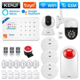 Kits KERUI W181 WIFI GSM Alarm Smart Home Kit Alarm System Tuya Smart Support Alexa with Motion Sensor Detector Outdoor Solar Siren