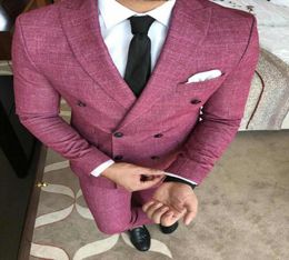 Pink Linen men suit for wedding Latest Coat Pant Designs suits men Slim Fit Skinny 2 Piece Groom tuxedo Business suitsBlazerPant9073441