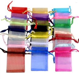 Gift Wrap 50/100pcs/lot Organza Bag For Jewelry 24 Colors Drawstring Pouches Wedding Christmas Candy Bags Packing