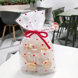 Gift Wrap Bags 50Pcs Flat Pocket Plastic Cookie Packaging Bag 15 24cm Wedding Party Heart Biscuits Holiday Decoration Supplies