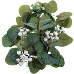 Decorative Flowers Candlestick Garland Artificial Eucalyptus Ring Wreath For Pillars Wreaths Wedding Leaf Rings