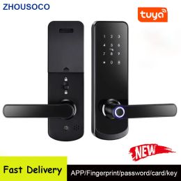 Lock Waterproof Tuya Wifi Electronic Lock with Biometric fingerprint IC card Password Key Temporary Password Unlock Smart Door Lock