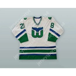 Gdsir Custom PIERRE LAROUCHE 28 HARTFORD WHALERS WHITE HOCKEY JERSEY NEW Top Ed S-M-L-XL-XXL-3XL-4XL-5XL-6XL