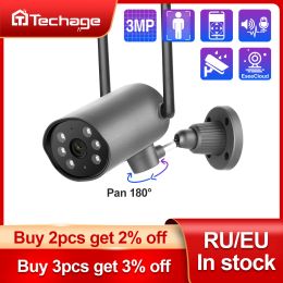 Intercom Techage 3mp Wireless Ip Camera Pan Tilt Indoor Two Way Audio Cctv Wifi Camera 1080p Baby Monitor Video Security Surveillance