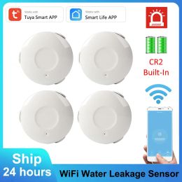 Detector Tuya Wifi Water Detector Leakage Sensor Alarm Leak Detector Sound Smart Life APP Flood Alert Overflow Home Security Warn System