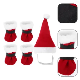 Dog Apparel Pet Christmas Outfit Xmas Party Small Decor Cosplay Cap Supplies Decorate Hat Socks Decorative Prop Fabric