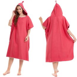 Accessories Bath Towel Poncho Microfiber Surf Swimsuit Cloak Outdoor Adult Beach Towels Quick Drying Hooded Changing Robe