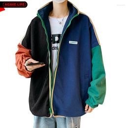 Men's Jackets Spring Autumn Splicing Jacket For Outwear Korean Loose Youthful Men Colour Contrasted Zipper Fashion Outdoor Top