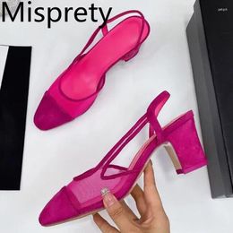 Dress Shoes Lovey Spring Summer Women High Heeled Sandals Jelly Colours Pointed Toe Buckle Strap Square Heel Runway Designer Shoe 2024