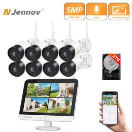 System 5MP 8CH Wireless CCTV System Outdoor Waterproof Wifi IP Security Camera Audio 12in Monitor NVR Record P2P Video Surveillance Kit