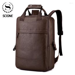 Backpack Scione Leather Laptop Multifunctional Bagpack For Travel Business Work Large Capacity Bookbag K548
