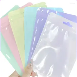 Storage Bags 100pcs Colorful Window Opening Self Sealing Bag Aluminum Foil Sealed Zipper Small Gift Jewelry Packaging And