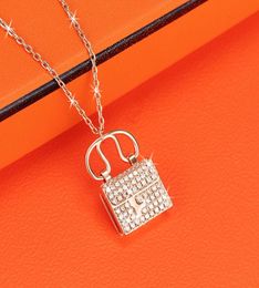 new fashion H letter bag necklace Jewellery women pendant Jewellery full diamond silver rose gold love necklace gift with velvet bag8319333
