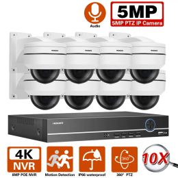 System 8CH 4K 8MP POE NVR 5MP IP Camera PTZ 10x Zoom Audio Waterproof IRCut 80M Motion Detection Home Street Security CCTV System