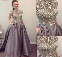 2019 modest prom dresses with pocket bling beaded crystal formal long evening celebrity wears custom made sweet 16 pageant party g9422620