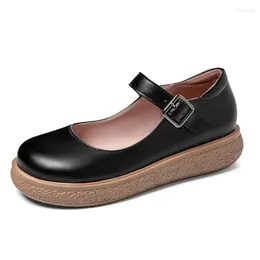 Casual Shoes Women's Oxford Flats Mary Janes Autumn Spring Brogue Leather Nude Black White Office Walk Female Comfortable