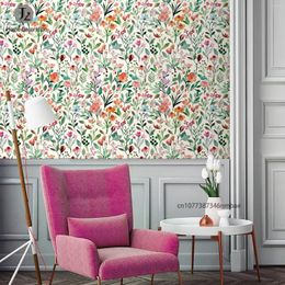 Wallpapers Watercolor Floral PVC Wallpaper Self Adhesive For Home Bedroom Cabinets Thicken Removable Wall Stickers