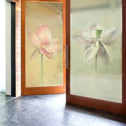Window Stickers Chinese Style Lotus Pattern Electrostatic Frosted Glass Film Bathroom Living Room Bedroom Wedding Shop Door Pvc Opaque