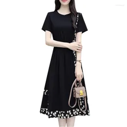 Party Dresses Daisy Long T-shirt Dress Women Europe And South Korea Large Size Loose Stitching Summer A889