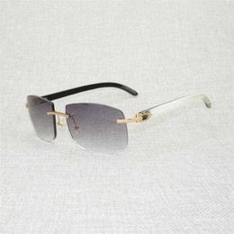 2024 Men's Luxury Designer Women's Sunglasses Vintage Natural Wood Oversize Men Black White Buffalo Horn Shades Rimless Wooden Eyewear Driving Club Oculos Gafa