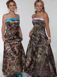 2019 Camo Bridesmaid Dresses Strapless A Line Floor Length Long Beach Garden Country Party Wedding Guest Gowns7776277