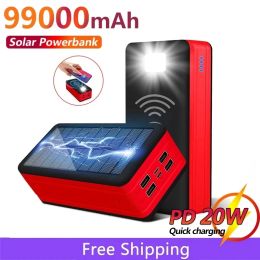 Pants 99000mah Wireless Solar Power Bank Portable Phone Charger 4usb Outdoor Large Capacity External Battery for Iphone Xiaomi Samsung