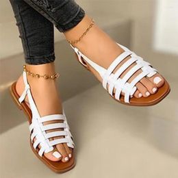 Dress Shoes 2024 Women's Summer Sandals Large Open Toed Beach Flat Rubber Wear-resistant Hollow Roman Women Accessories